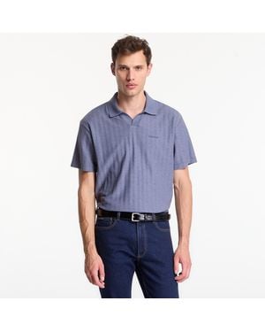 Calvin Klein Magietta Cavin Kein Ss Easy Vertica Stripe Textured Poo Bue Nomad - Blu