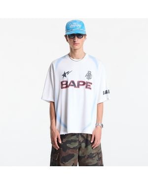 A Bathing Ape T-Shirt Heavy Wash Hand Draw Football Multi Logo Relaxed Fit Tee - White