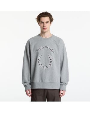 Fred Perry Sweatshirt Tartan Applique Sweatshirt - Gray