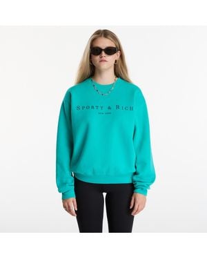 Sporty & Rich Sweatshirt Title Embroidered Crewneck - Blau