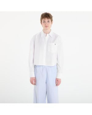 Calvin Klein Shirt Jeans Cotton Poplin Cropped Shirt - White