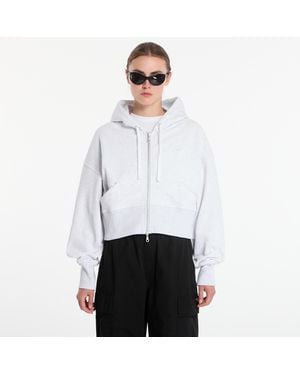 Dime Sweatshirt Cropped Zip Hoodie - White