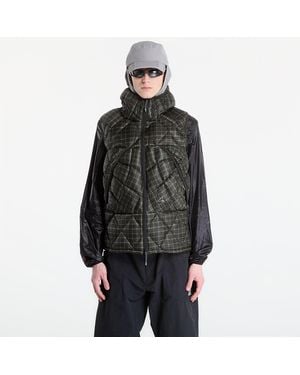 ROA Jacket Nuna 600 Fill Power Printed Check Hooded Down Vest - Black
