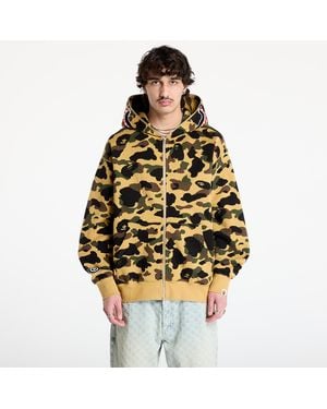 A Bathing Ape Sweatshirt 1St Camo Jacquard Shark Relaxed Fit Full Zip Hoodie - Yellow
