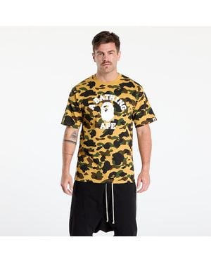 A Bathing Ape T-Shirt 1St Camo College Tee - Yellow