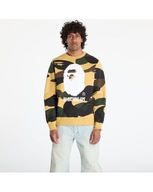 A Bathing Ape Felpa Giant 1St Camo By Bathing Ape Crewneck Sweatshirt - Giallo