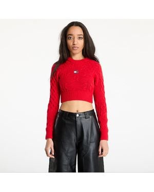 Tommy Hilfiger Pullover Tommy Jeans Badge Star Cable Sweater - Rot