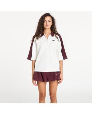 Nike T-Shirt W Ss Polo Sail/ Burgundy Crush - Wit
