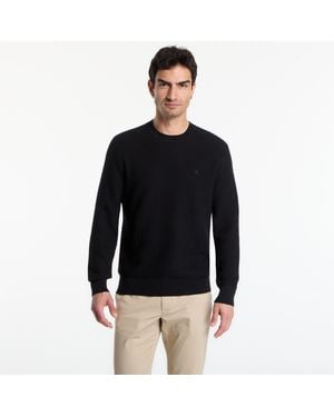 Calvin Klein Chandail ls textured cotton crewneck sweater l - Noir