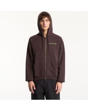 Dime Sweatshirt Grid Zip Hoodie - Brown