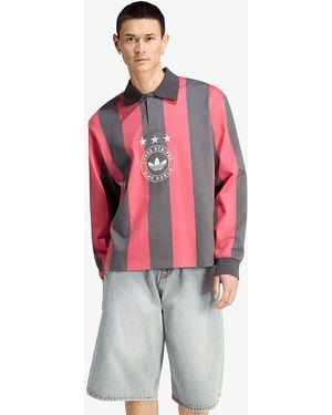 adidas Originals T-Shirt Adidas Graphic Long Sleeve Polo Shirt Utility/ Cream - Rood