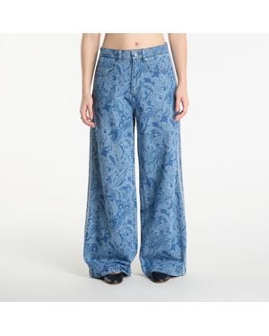 adidas Originals Pants Adidas Liberty London Firebird Mid Rise Straight Denim Pant Medium Vintage Denim/ Light Denim - Blue