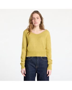 Calvin Klein Pullover Jeans Fluffy Yarn V-Neck Sweater - Gelb