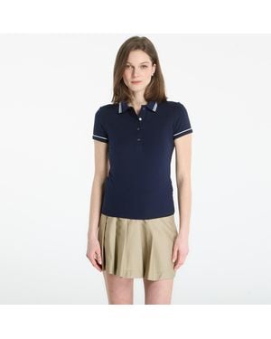 Lacoste T-Shirt Ribbed Collar Shirt/ Chambray-Flour - Blauw