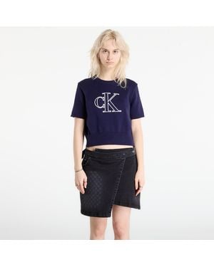 Calvin Klein Sweater Jeans Logo Ss Top Sweater - Blue