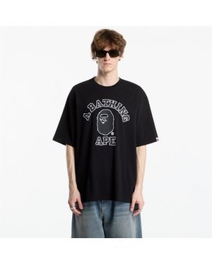 A Bathing Ape T-Shirt Hand Drawn Outline College Relaxed Fit Tee - Schwarz