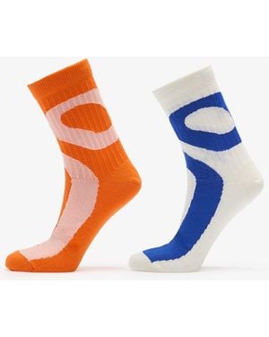 On Shoes Liquid Logo Sock High 2-Pack Ivory/ Flame - Orange