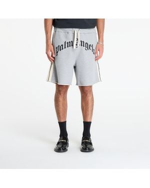 Palm Angels Shorts Curved Logo Track Sweatshort Melange - Blau