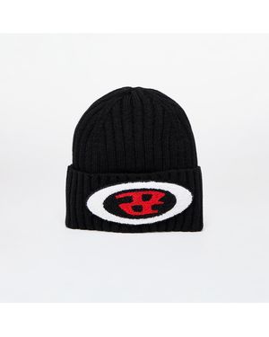 DIESEL Beanie a coste con patch logo - Nero
