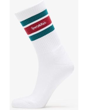 Sporty & Rich Serif Logo Striped Socks - Bianco