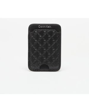 Calvin Klein Aop Leather Magnetic Card Case - Nero