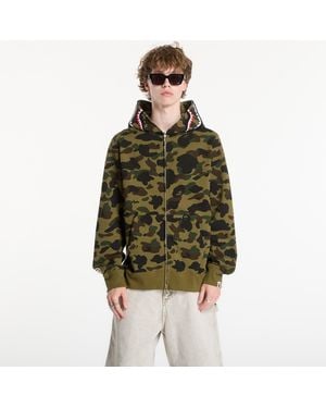 A Bathing Ape Sweatshirt 1St Camo Shark Full Zip Hoodie - Green