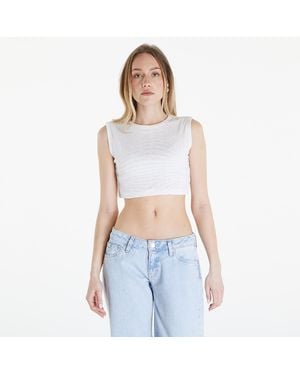 Calvin Klein Top Jeans Aop Cropped Tank Top - White