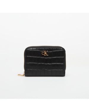 Calvin Klein Croc Medium Flap Wallet - Nero