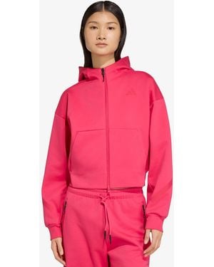 adidas Originals Sweatshirt Adidas Z.N.E. Cropped Full Zip - Roze