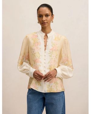 Forever New Emma Petite Trimmed Blouse - Natural