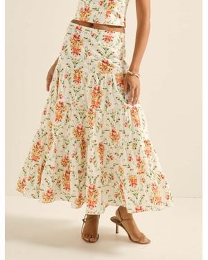 Forever New Tilly Tiered Midi Skirt - Natural