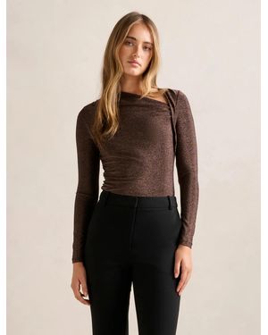 Forever New Roma Glitter Asymmetric Neck Top - Multicolour