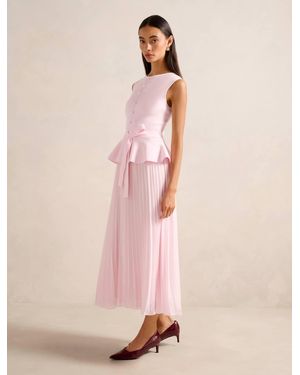 Forever New Luella Pleat Mixed Midi Dress - Pink