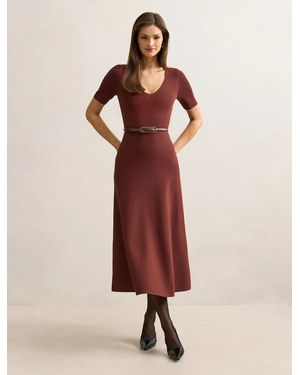 Forever New Celia Short Sleeve Midi Dress - Brown