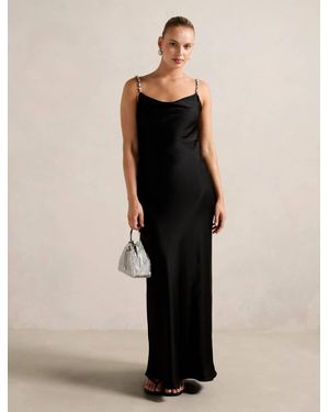 Forever New Presley Diamante Strap Satin Maxi Dress - Black