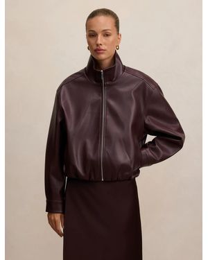 Forever New Julia Faux Leather Funnel Neck Jacket - Brown
