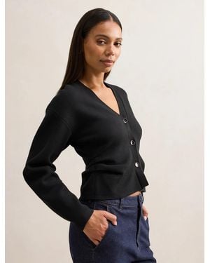 Forever New Aurelia Structured Knit Cardigan Jumper - Black