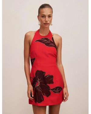 Forever New Corinna Printed Linen Halter Mini Dress - Red