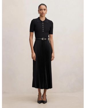 Forever New Priya Petite Satin Pleat Dress - Black