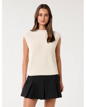 Forever New Emily Zip Detail Knit Tank Top - White