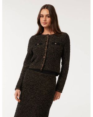 Forever New Anais Tweed Co-Ord Cardigan Jumper - Black