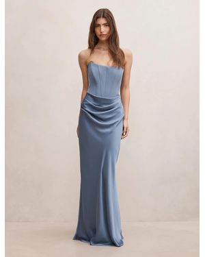 Forever New Isra Drape Strapless Maxi Dress - Blue