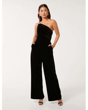 Forever New Costanza Diamante Velvet Jumpsuit - White