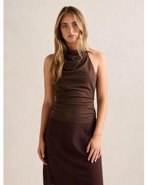 Forever New Lucy Heatseal Halter Top - Brown