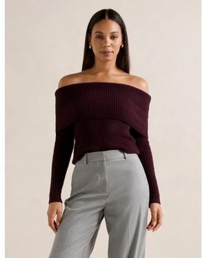Forever New Ashley Ribbed Knit Bardot Top - Multicolour