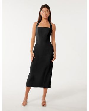 Forever New Veronica Halter Bodycon Midi Dress - Black