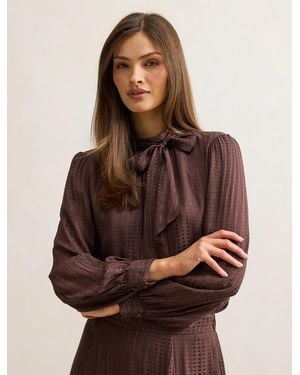 Forever New Preslee Neck Tie Blouse - Brown