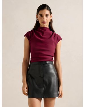 Forever New Leenah High-Neck Crepe Top - Red