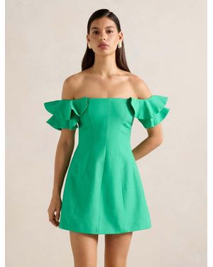 Forever New Kenzie Off-Shoulder Ruffle Mini Dress - Green