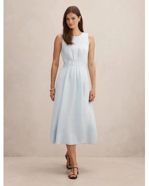 Forever New Rosie Linen Sleeveless Tuck Midi Dress - Natural